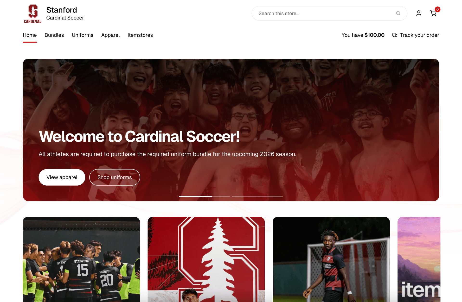 Itemstores product catalog with AI-generated mockups decorated from SanMar and S&S Activewear blanks.