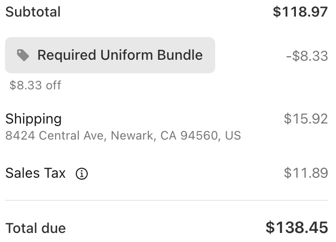 Calculated shipping rates at checkout